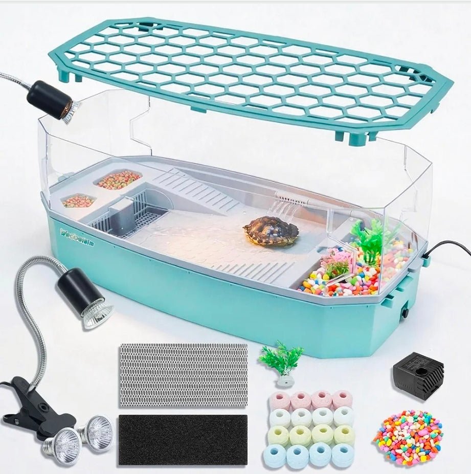 19 Inch Turtle Tank Kit with Filter & Heat Lamp Green - Horizon Endless