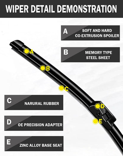 2 Factory Wiper Blades Replacement for 2010-2016 BMW 5 & 7-Series Wipers Original Equipment,26"+18"Side Lock,Silicone Windshield Wiper Blades,All-Seasons,Easy One-Click Install,Streak-Free Wiping - Horizon Endless