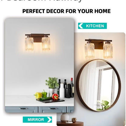 2 Light Bathroom Light Fixtures Modern ORB 12 Inch Vanity Lights for Bathroom Lighting Fixtures Over Mirror with Thickened Glass Shade for Cabinet Mirror Bedroom Hallway - Horizon Endless