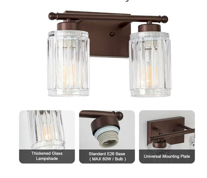 2 Light Bathroom Light Fixtures Modern ORB 12 Inch Vanity Lights for Bathroom Lighting Fixtures Over Mirror with Thickened Glass Shade for Cabinet Mirror Bedroom Hallway - Horizon Endless