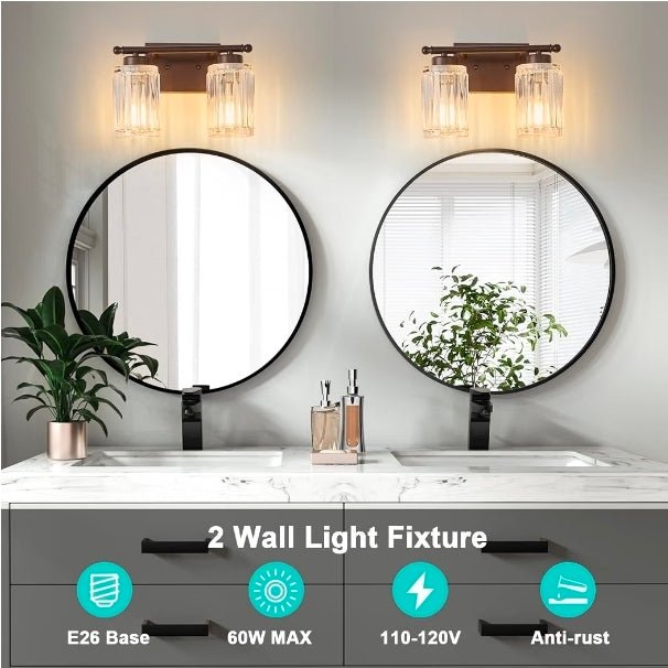 2 Light Bathroom Light Fixtures Modern ORB 12 Inch Vanity Lights for Bathroom Lighting Fixtures Over Mirror with Thickened Glass Shade for Cabinet Mirror Bedroom Hallway - Horizon Endless
