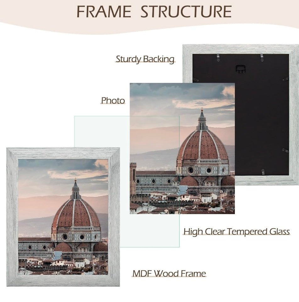2-Pack 11x14 Grey Picture Frames with Real Glass & Country Wood Grain Style - Horizon Endless
