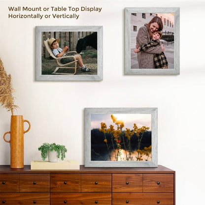 2-Pack 11x14 Grey Picture Frames with Real Glass & Country Wood Grain Style - Horizon Endless