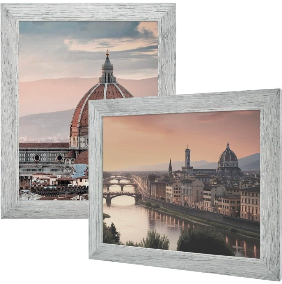 2-Pack 11x14 Grey Picture Frames with Real Glass & Country Wood Grain Style - Horizon Endless
