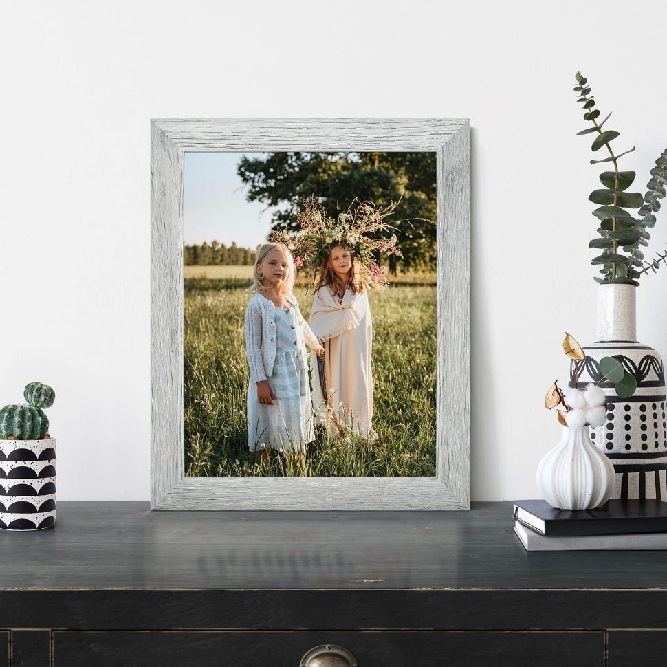 2-Pack 11x14 Grey Picture Frames with Real Glass & Country Wood Grain Style - Horizon Endless