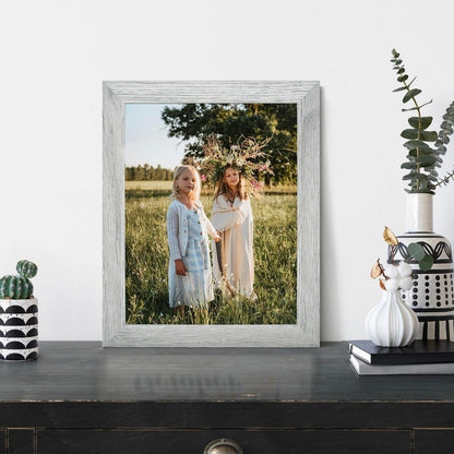 2-Pack 11x14 Grey Picture Frames with Real Glass & Country Wood Grain Style - Horizon Endless
