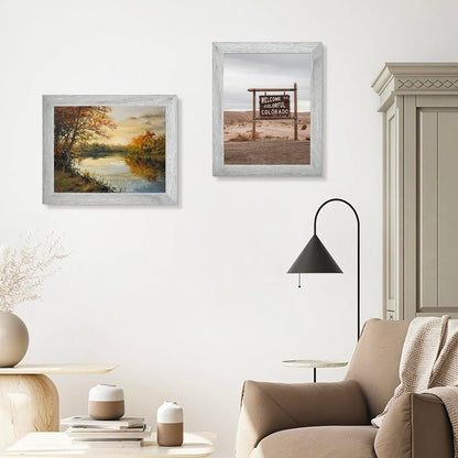 2-Pack 11x14 Grey Picture Frames with Real Glass & Country Wood Grain Style - Horizon Endless