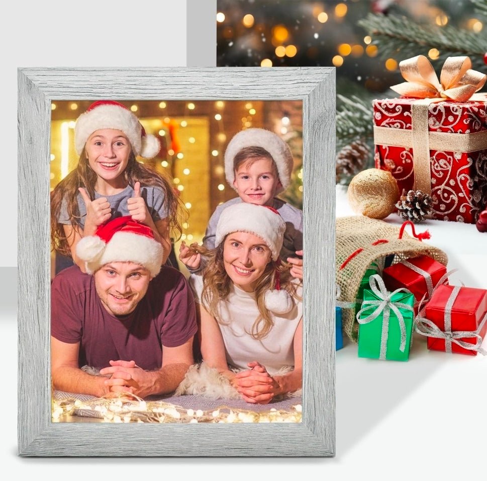 2-Pack 11x14 Grey Picture Frames with Real Glass & Country Wood Grain Style - Horizon Endless