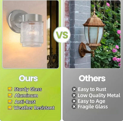 Brushed Nickel Outdoor Wall Lights - Weather Resistant Porch Lighting Fixture - Horizon Endless