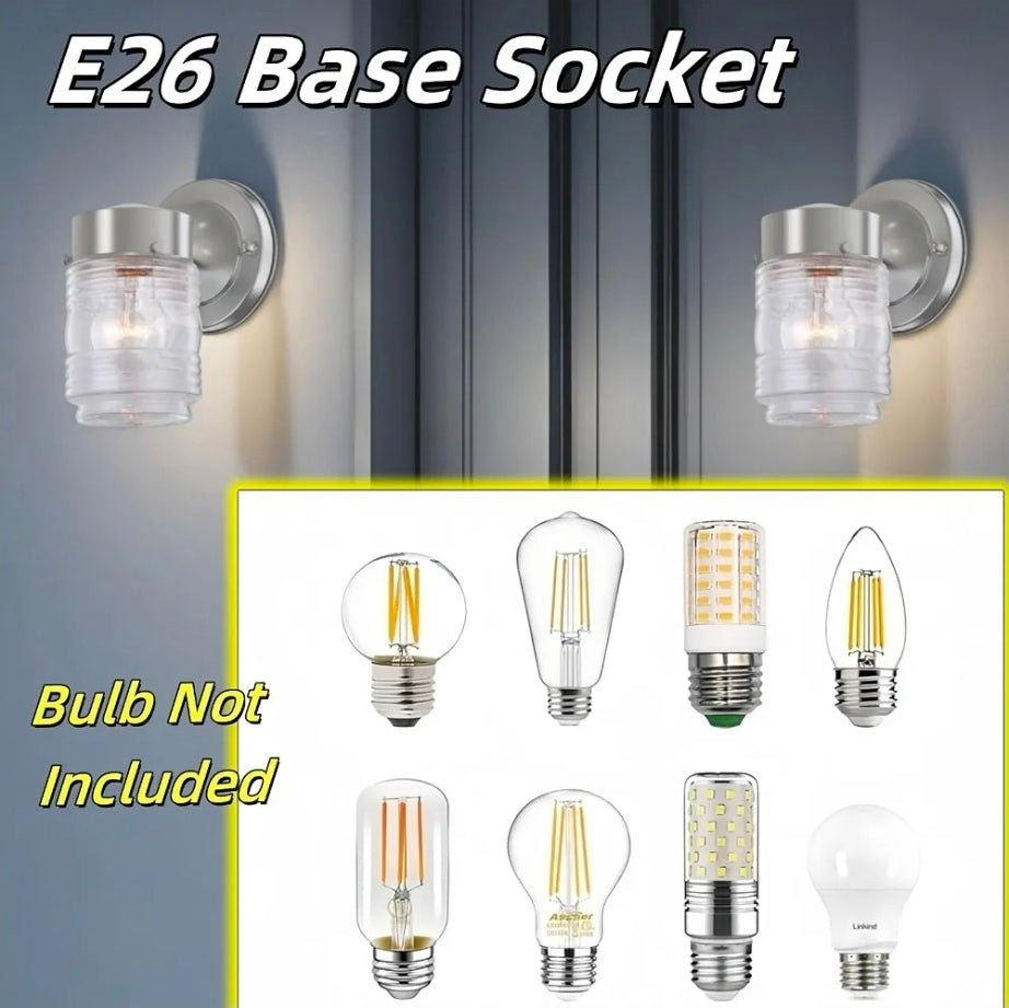 Brushed Nickel Outdoor Wall Lights - Weather Resistant Porch Lighting Fixture - Horizon Endless