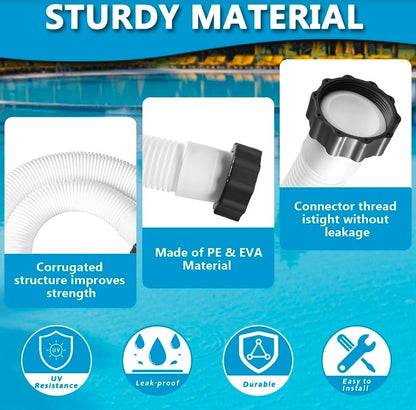 2 Pcs Pool Hoses for Above Ground Pools 1 1/2 Inch Diameter 59" Long Pool Pump Hose Replacement Filter Pump Hose Accessories - Horizon Endless