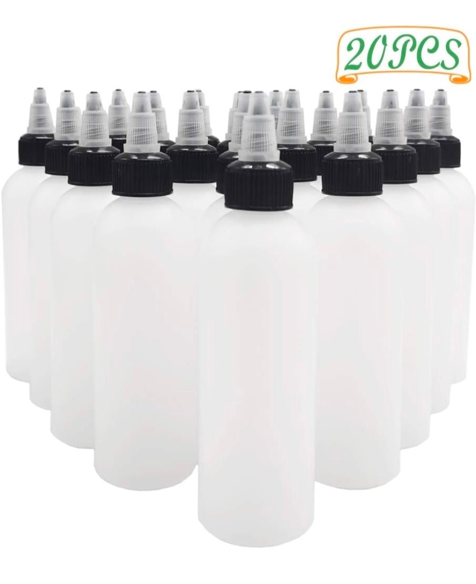 20-Pack 4oz/120ml Plastic Boston Squeeze Bottles with Twist Top Cap White LDPE Bottles for Liquids, Inks, Oils, Crafts, Kitchen, Household - Horizon Endless
