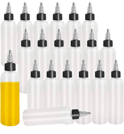 20-Pack 4oz/120ml Plastic Boston Squeeze Bottles with Twist Top Cap White LDPE Bottles for Liquids, Inks, Oils, Crafts, Kitchen, Household - Horizon Endless