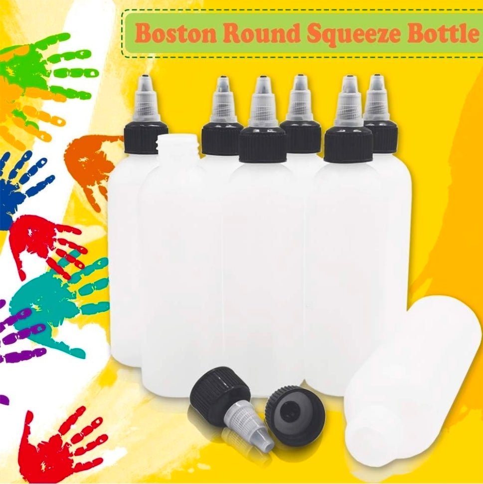 20-Pack 4oz/120ml Plastic Boston Squeeze Bottles with Twist Top Cap White LDPE Bottles for Liquids, Inks, Oils, Crafts, Kitchen, Household - Horizon Endless