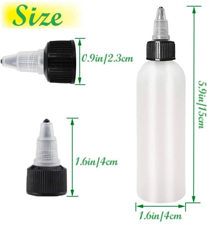 20-Pack 4oz/120ml Plastic Boston Squeeze Bottles with Twist Top Cap White LDPE Bottles for Liquids, Inks, Oils, Crafts, Kitchen, Household - Horizon Endless
