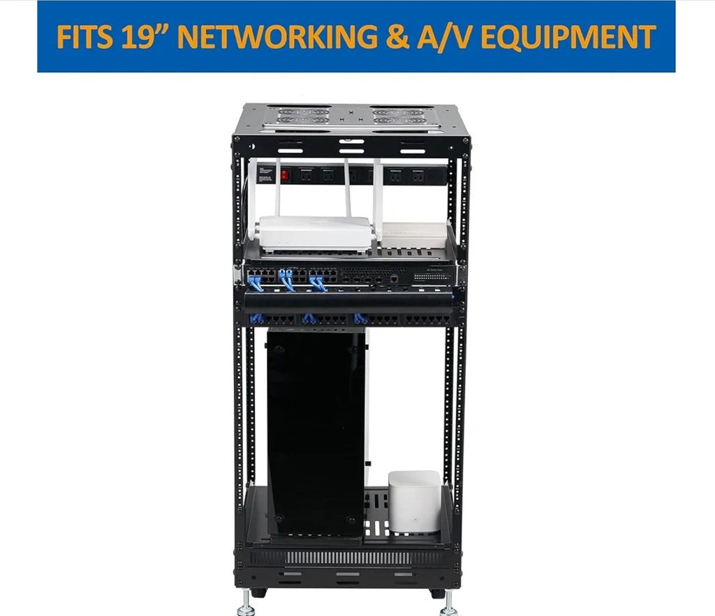 20U Open Frame Network Rack for IT & AV Gear, AV Rack Floor Standing or Wall Mou - Horizon Endless