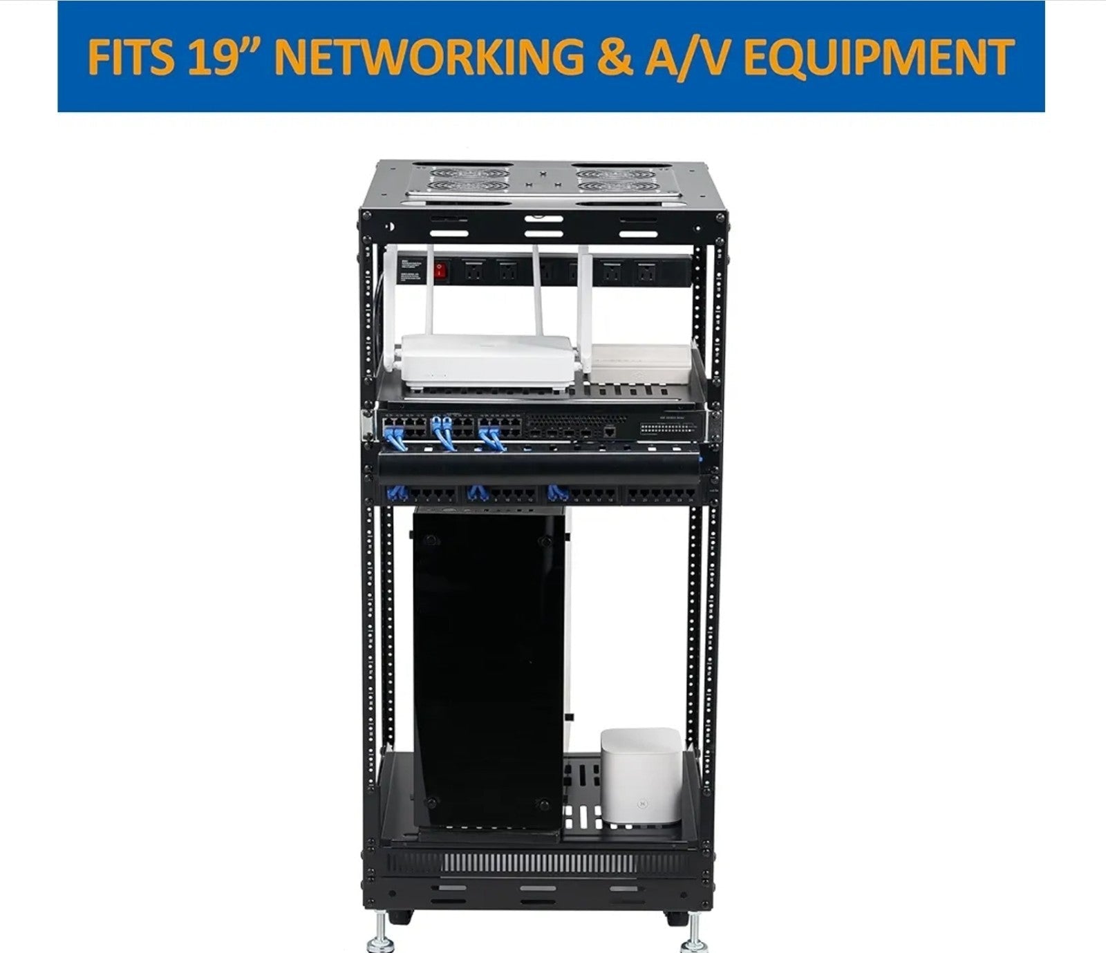 20U Open Frame Network Rack for IT & AV Gear, AV Rack Floor Standing or Wall Mou - Horizon Endless