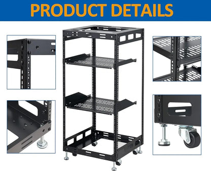20U Open Frame Network Rack for IT & AV Gear, AV Rack Floor Standing or Wall Mou - Horizon Endless