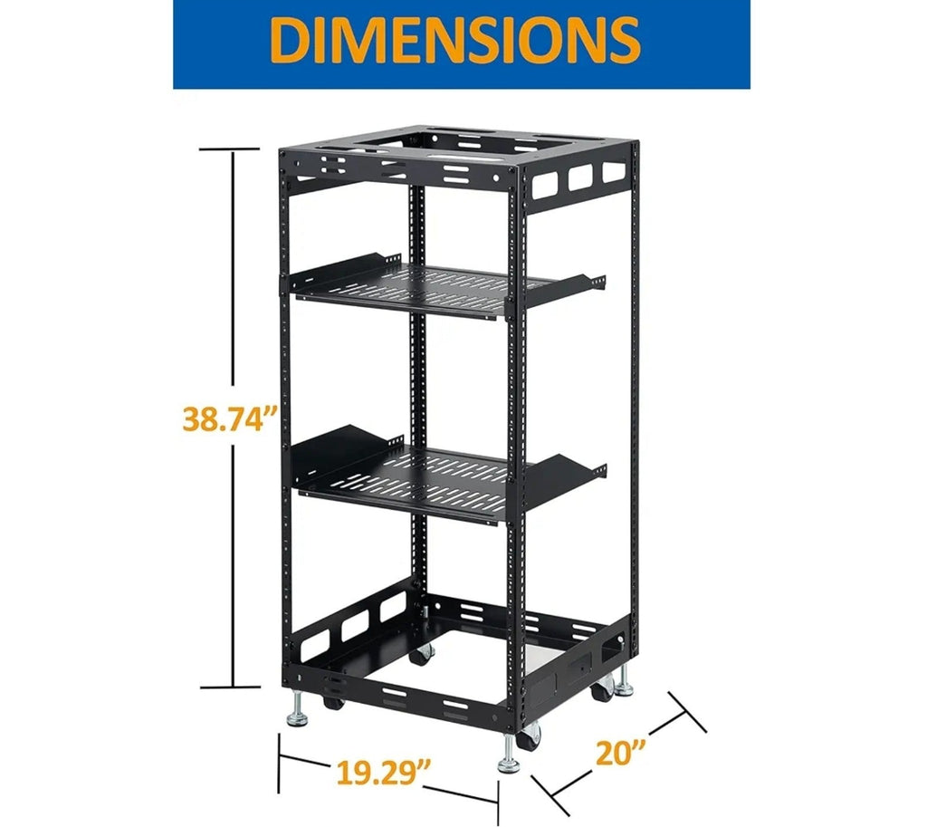 20U Open Frame Network Rack for IT & AV Gear, AV Rack Floor Standing or Wall Mou - Horizon Endless