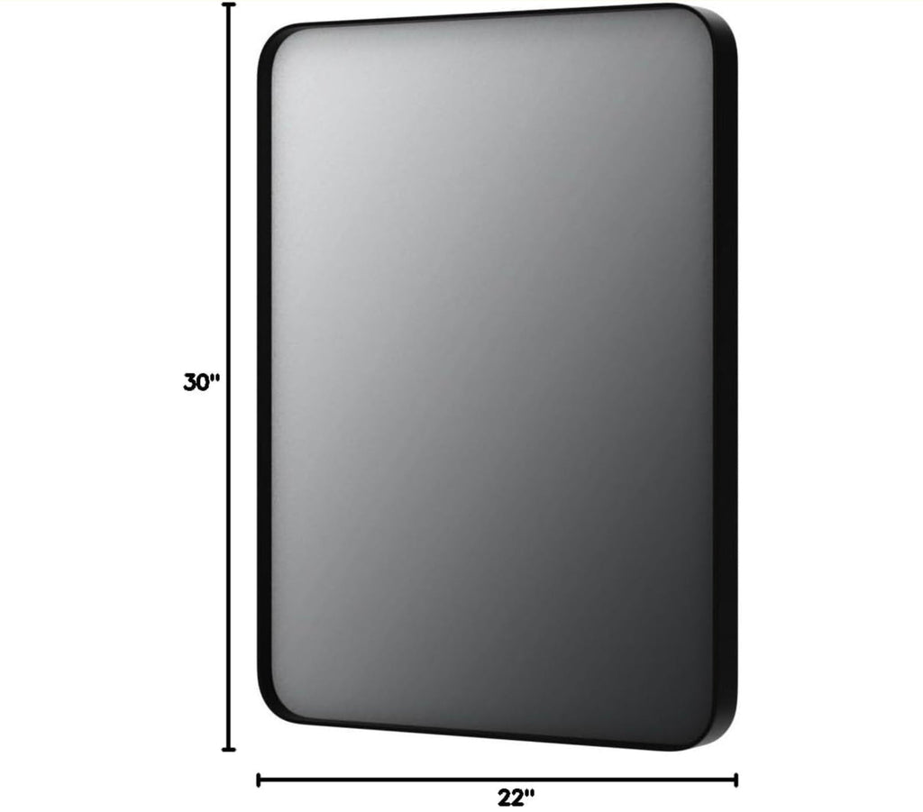 Matte Black Metal Framed Bathroom Mirror, Anti-Rust Vanity Mirror - 22X30 Inch - Horizon Endless