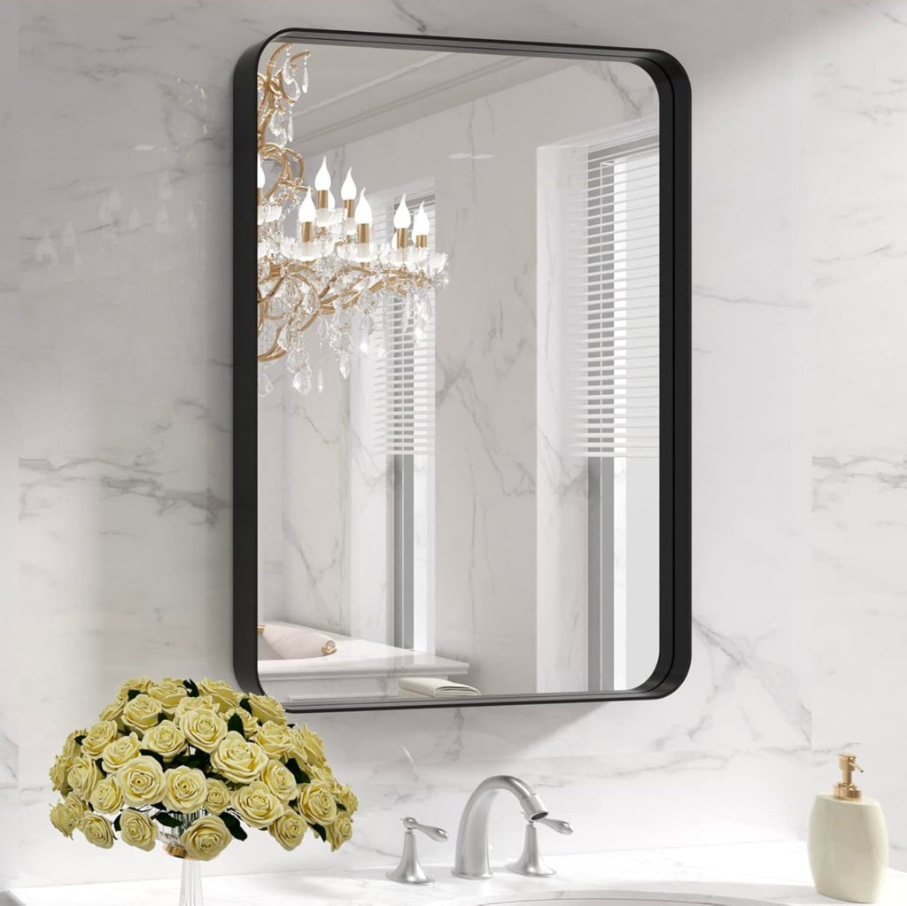 Matte Black Metal Framed Bathroom Mirror, Anti-Rust Vanity Mirror - 22X30 Inch - Horizon Endless