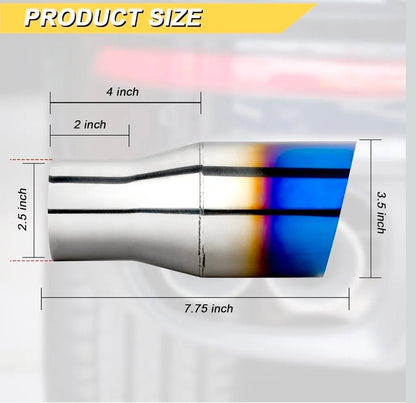 2.5 Inch Exhaust Tip - Stainless Steel Tailpipe with Blue Burnt Chrome Finish - Horizon Endless