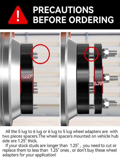 2in 5x4.5 to 6x5.5 Wheel Adapters for Mustang Explorer Aviato 5x114.3mm to 6x139.7mm Hub Centric Wheel Adapters 73.1mm Vehicle Side 78mm Wheel Side with 14x1.5 Thread Pitch 2PCS - Horizon Endless