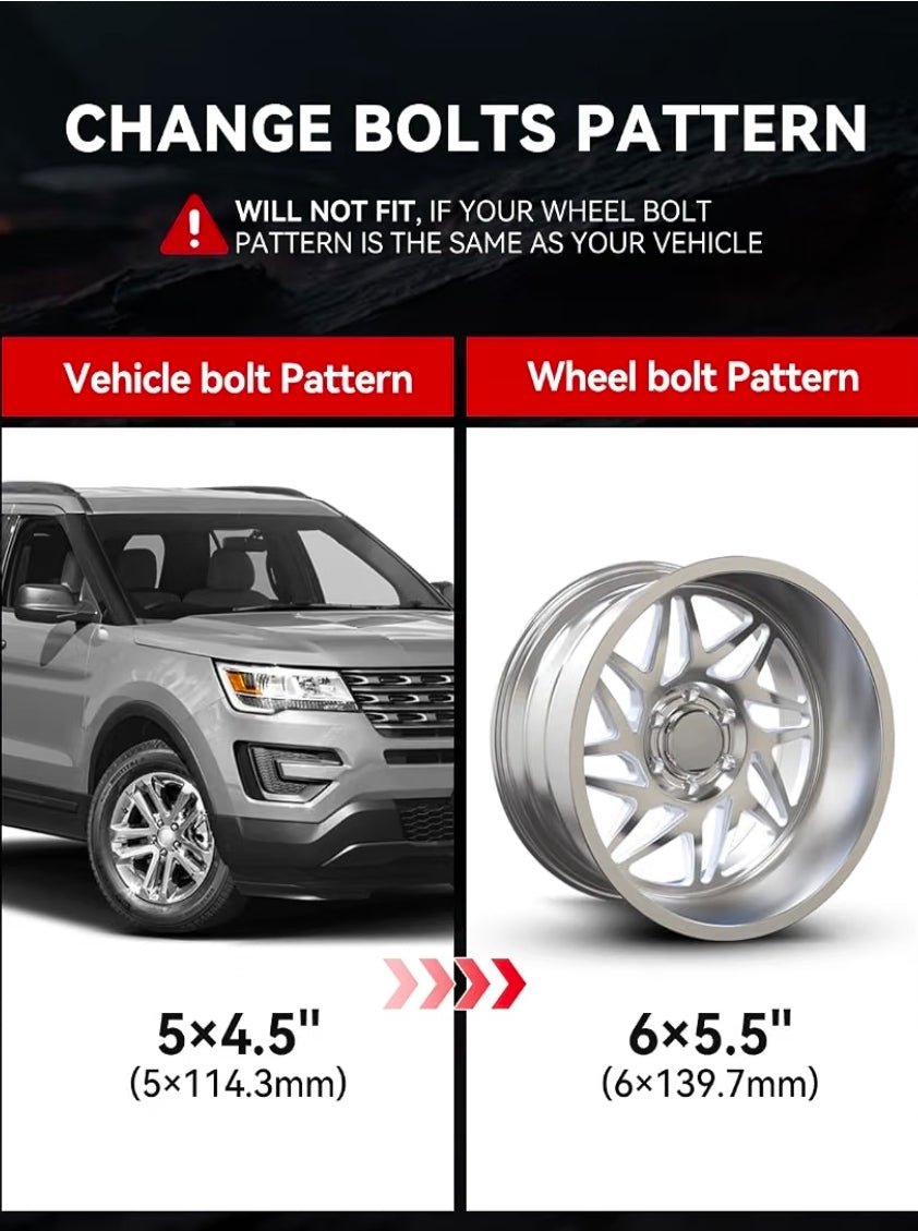 2in 5x4.5 to 6x5.5 Wheel Adapters for Mustang Explorer Aviato 5x114.3mm to 6x139.7mm Hub Centric Wheel Adapters 73.1mm Vehicle Side 78mm Wheel Side with 14x1.5 Thread Pitch 2PCS - Horizon Endless