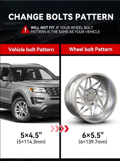 2in 5x4.5 to 6x5.5 Wheel Adapters for Mustang Explorer Aviato 5x114.3mm to 6x139.7mm Hub Centric Wheel Adapters 73.1mm Vehicle Side 78mm Wheel Side with 14x1.5 Thread Pitch 2PCS - Horizon Endless