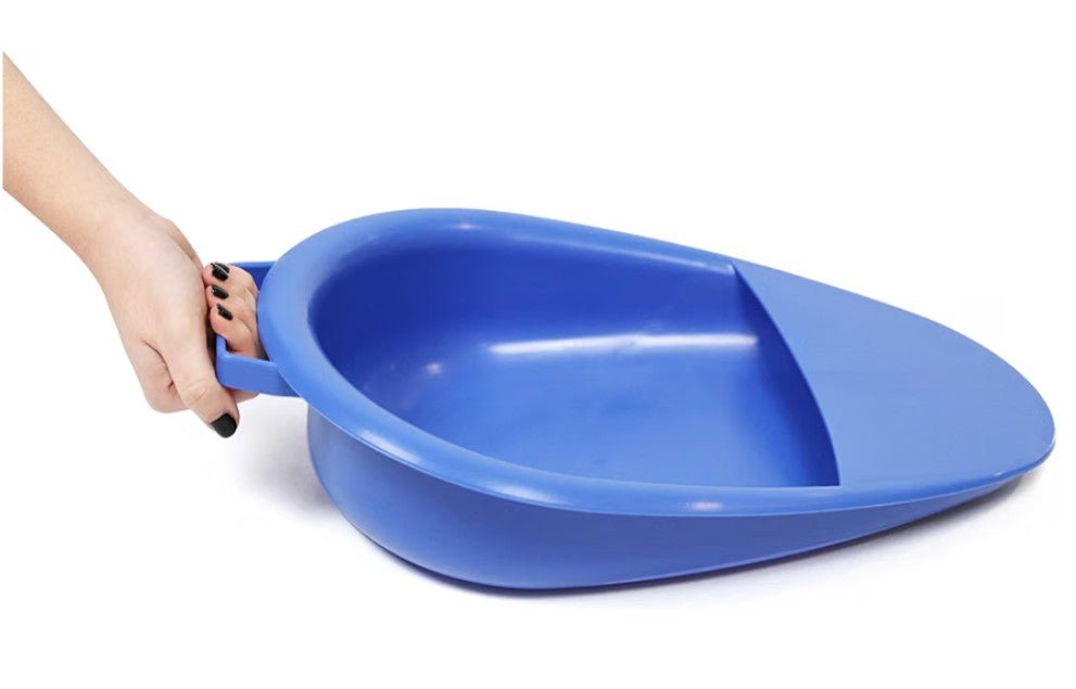 2L Bed Pan for Elderly Men & Women with Handle – Spill-Proof Bedpan for Bedridden & Disabled Adults, Blue - Horizon Endless