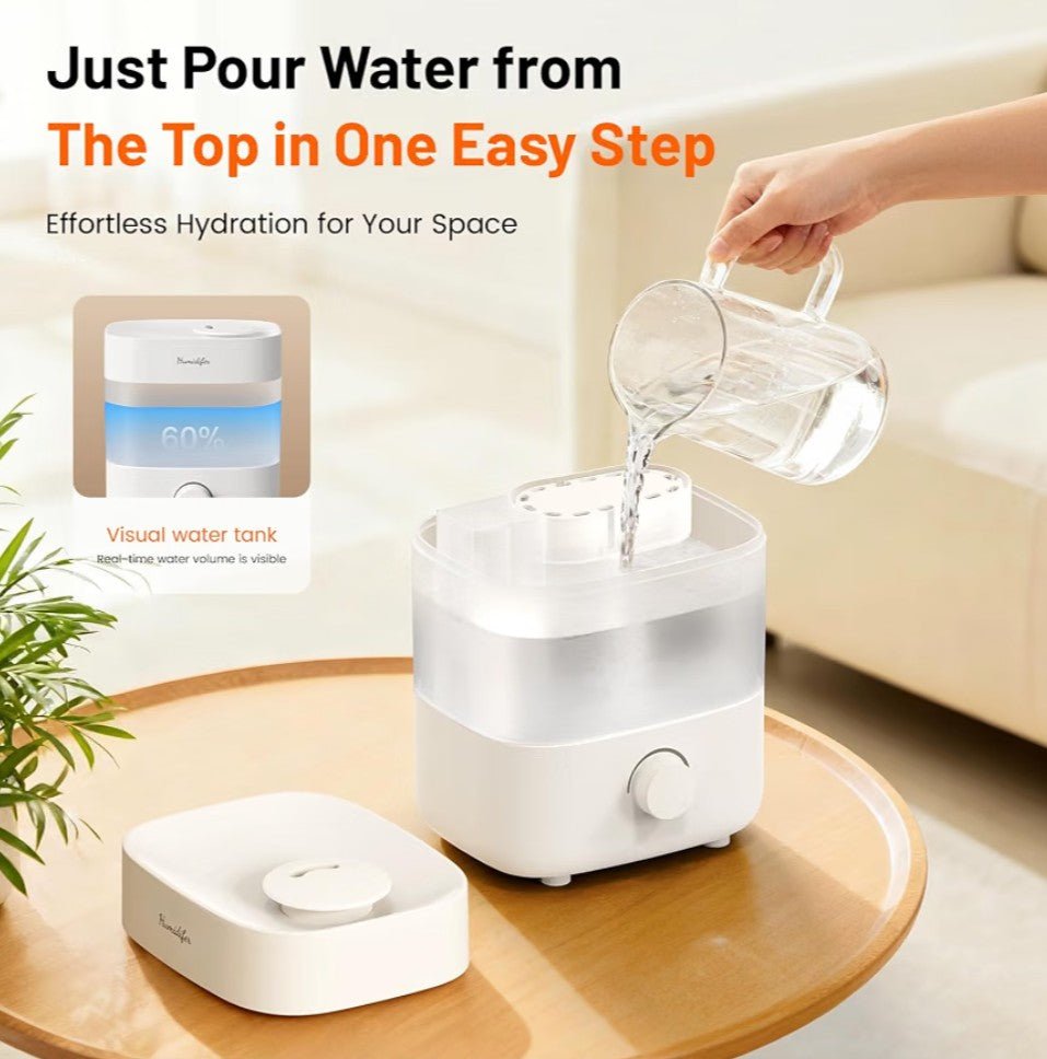 2L Ultrasonic Cool Mist Humidifier for Bedroom & Baby Nursery – 20dB Quiet, Dual Nozzles, Auto Shut-Off, White - Horizon Endless