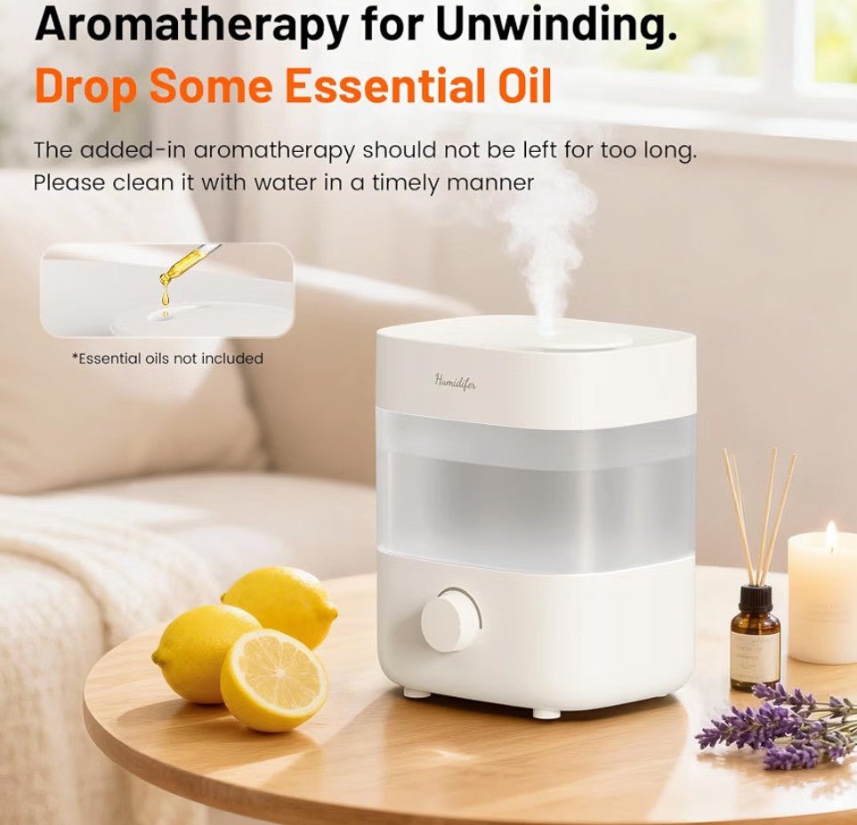 2L Ultrasonic Cool Mist Humidifier for Bedroom & Baby Nursery – 20dB Quiet, Dual Nozzles, Auto Shut-Off, White - Horizon Endless