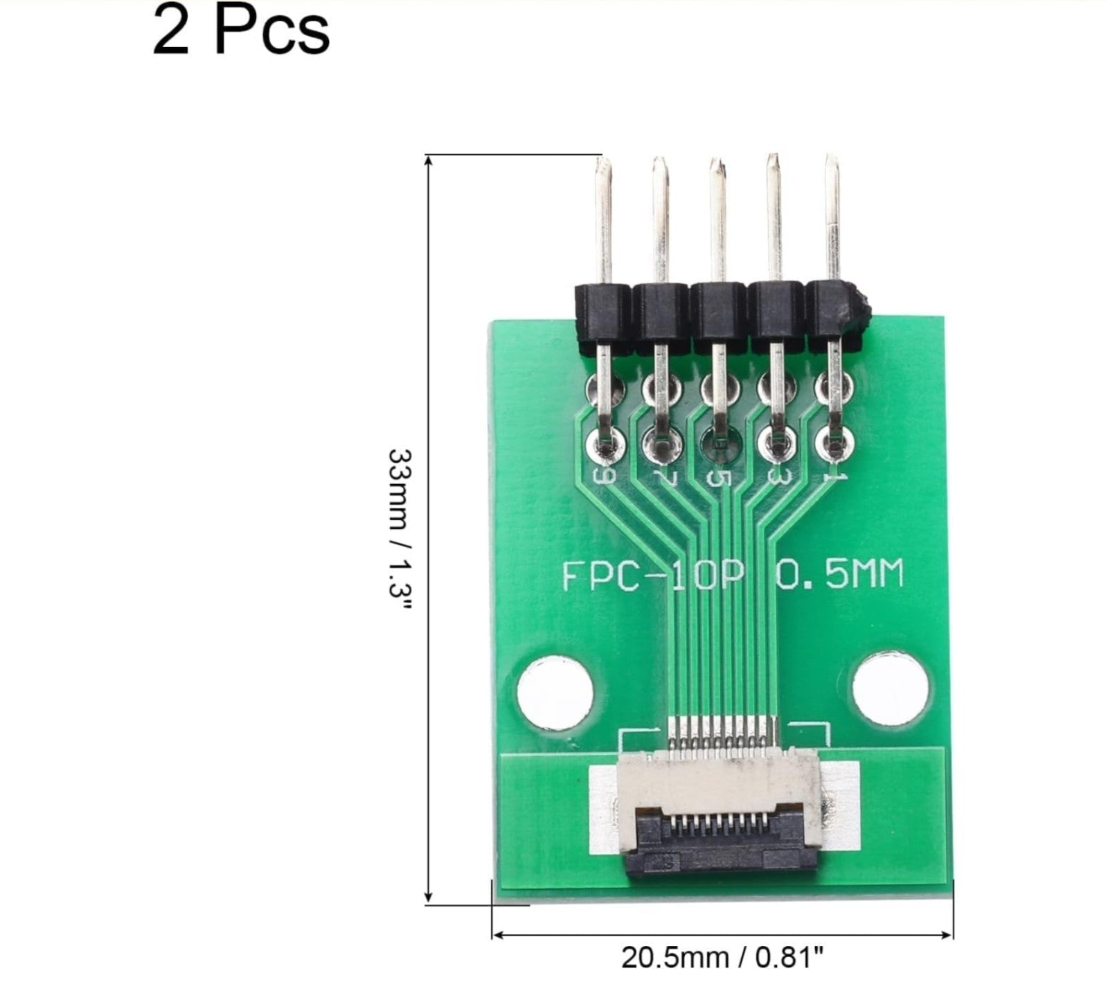 2pcs FFC FPC Connector Board 10 Pin Double Row Right Angle Pin Header Adapter - Horizon Endless