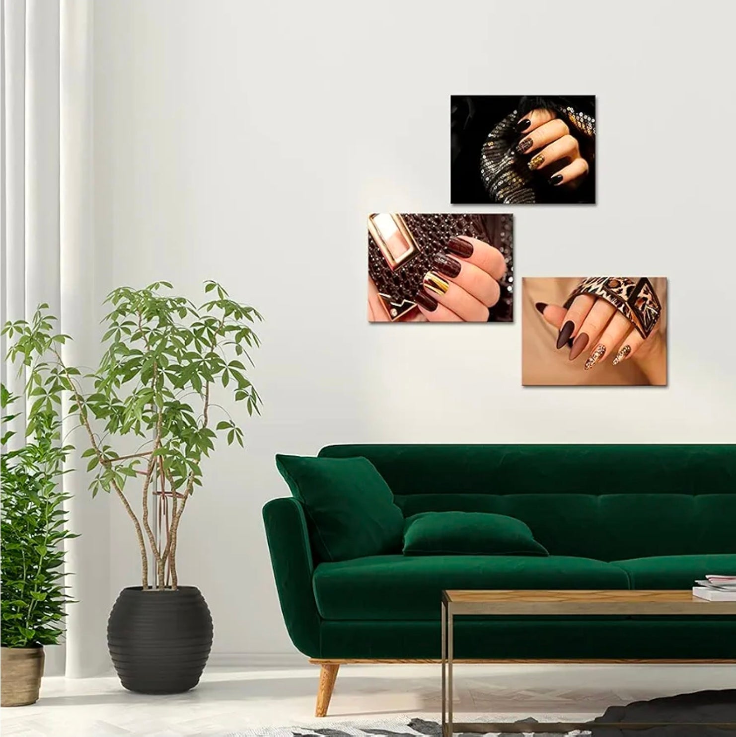 3-Piece Modern Canvas Wall Art Fashion Woman Leopard Print Nail Spa Makeup Manicure Poster Decor - Horizon Endless