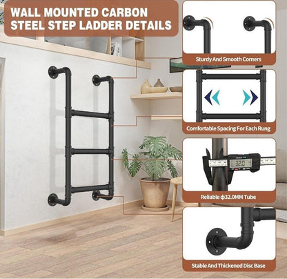3-Rung Wall-Mounted Metal Ladder for Attics, Bunk Beds & Emergencies - Horizon Endless