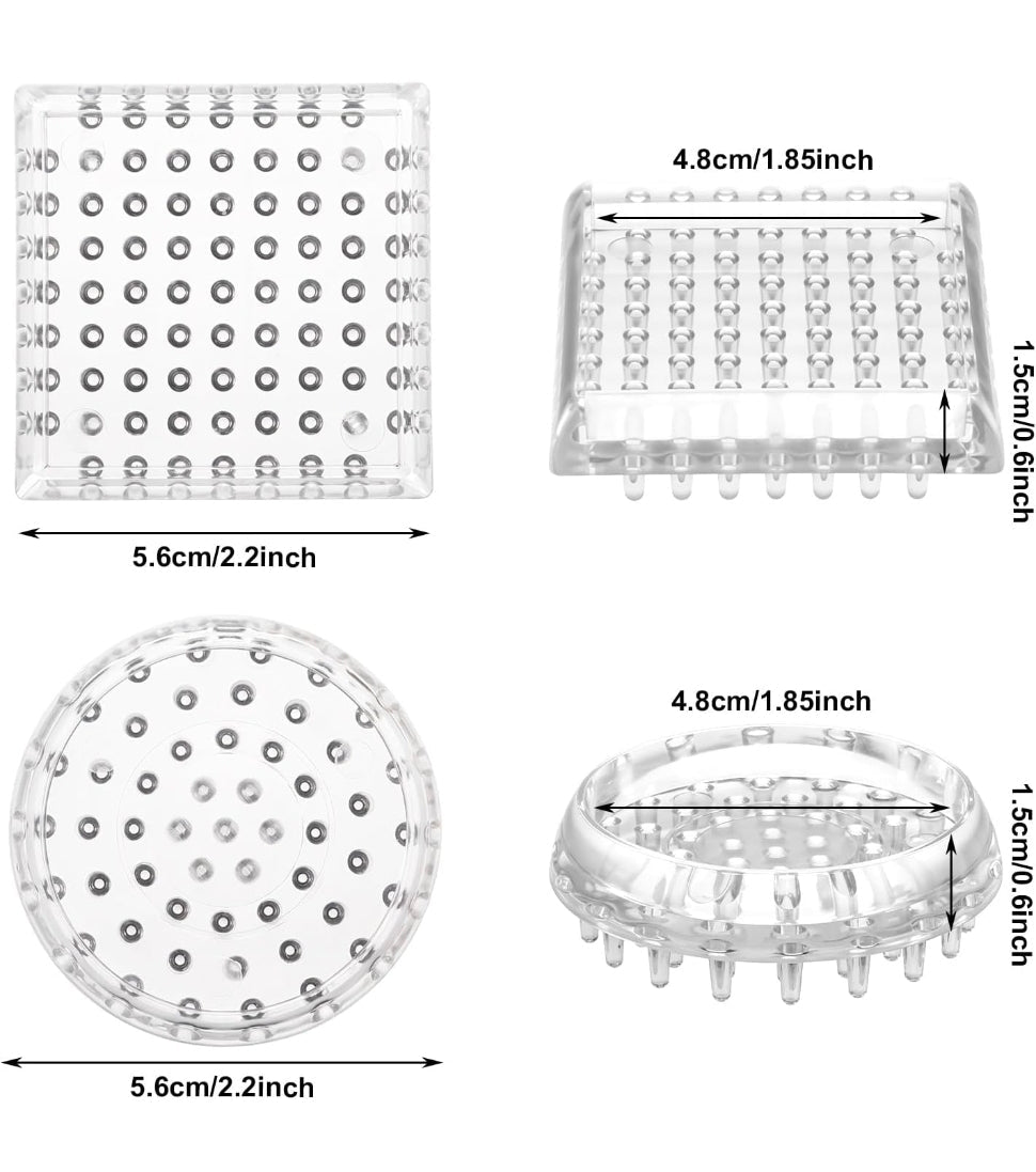32Pcs Spiked Caster Cups - Clear Carpet Protector for Furniture Feet - Horizon Endless