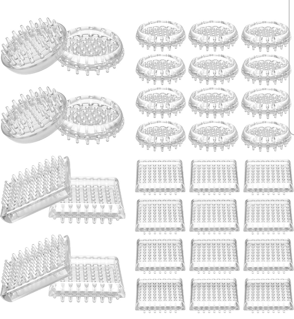 32Pcs Spiked Caster Cups - Clear Carpet Protector for Furniture Feet - Horizon Endless