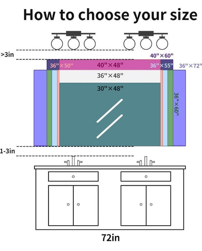 36x55 inch Bathroom Mirror, Silver Rectangle Mirror with Thin Metal Frame, La... - Horizon Endless