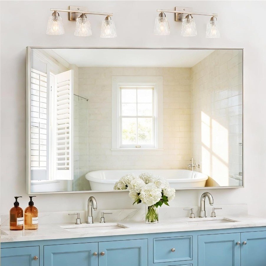 36x55 inch Bathroom Mirror, Silver Rectangle Mirror with Thin Metal Frame, La... - Horizon Endless