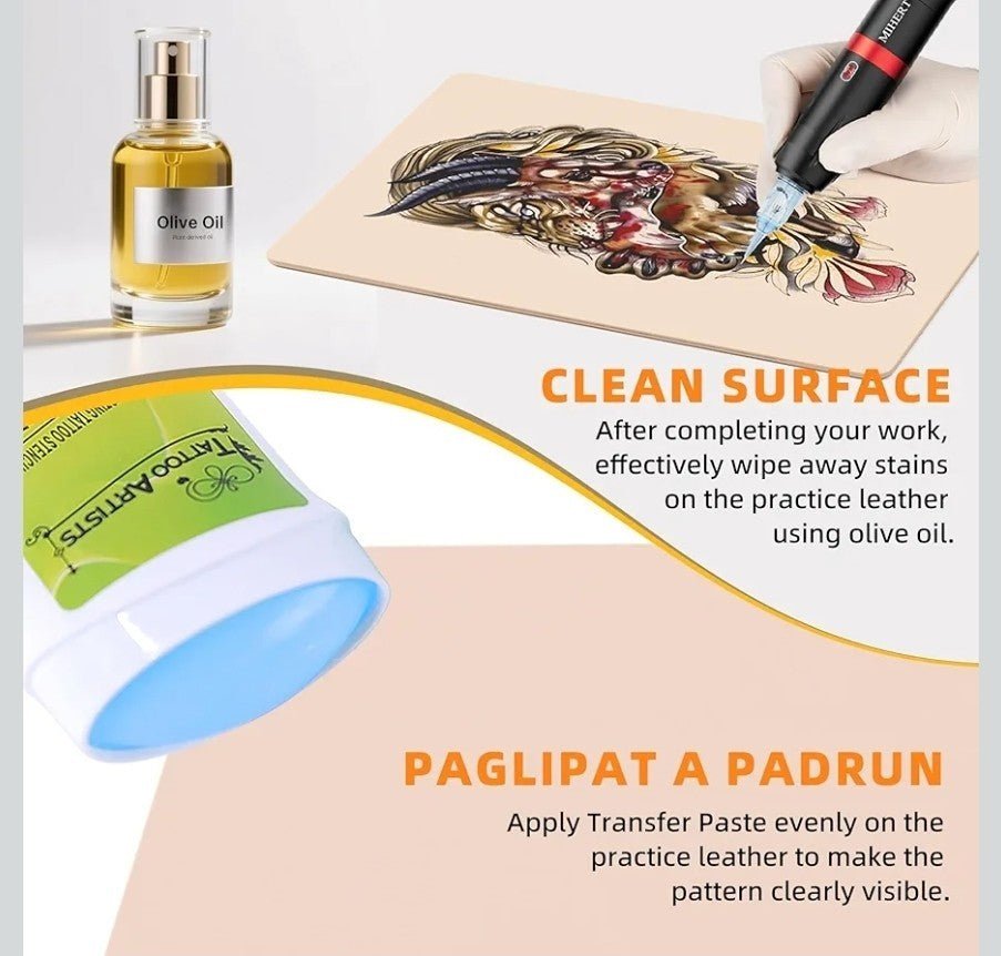 3MM Tattoo Skin Practice Kit - 13Pcs Fake Skin and Stencil Paper Kit Including 3 - Horizon Endless