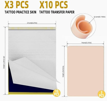 3MM Tattoo Skin Practice Kit - 13Pcs Fake Skin and Stencil Paper Kit Including 3 - Horizon Endless