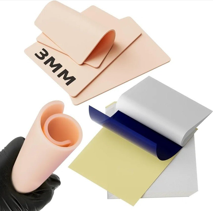 3MM Tattoo Skin Practice Kit - 13Pcs Fake Skin and Stencil Paper Kit Including 3 - Horizon Endless