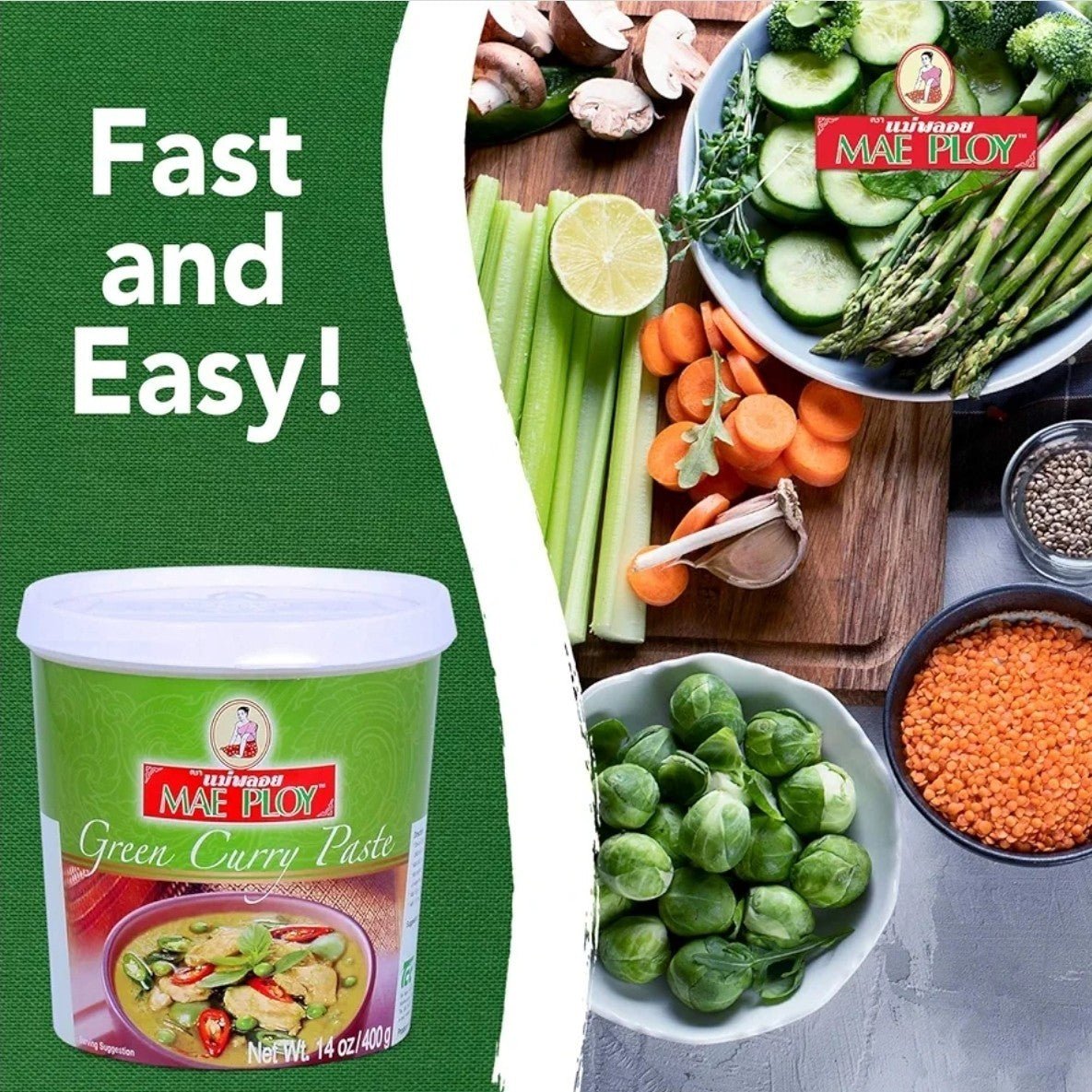 3x Green Curry Paste, Authentic Thai Green Curry Paste for Thai Curries & Other - Horizon Endless
