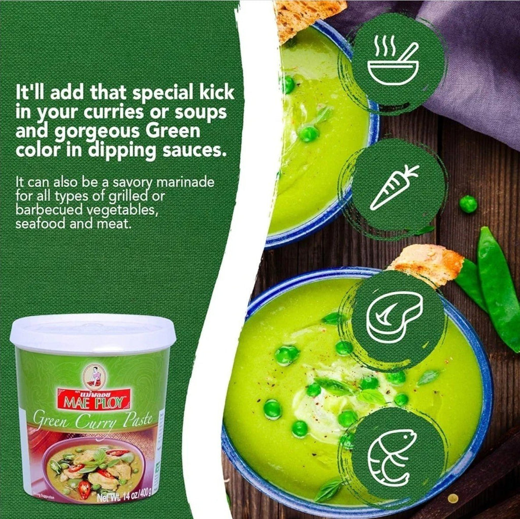3x Green Curry Paste, Authentic Thai Green Curry Paste for Thai Curries & Other - Horizon Endless