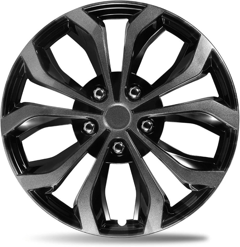 4 15 Inch Dual-Tone Black & Gunmetal Gray Wheel Covers Hubcaps for Steel Wheels - Horizon Endless