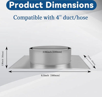 4 Inch Galvanized Steel Duct Flange, Dryer Vent Wall Plate Adapter Square spigot connector, fits HVAC air ventilation systems, kitchen and bathroom extractor fan piping - Horizon Endless