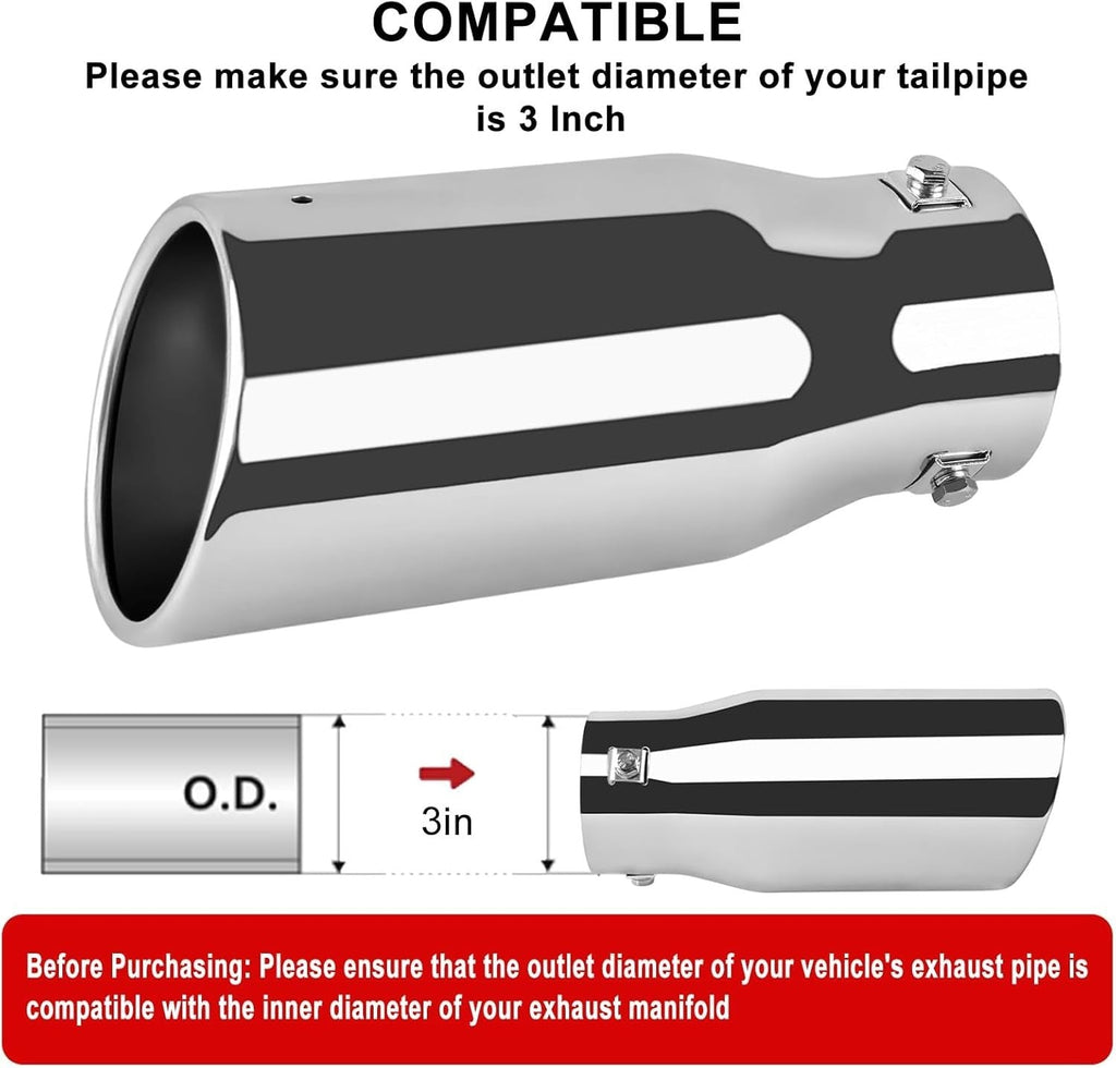 4" Outlet Adjustable Exhaust Tip Double Wall Polished Stainless Steel 1.5‑2.5" - Horizon Endless