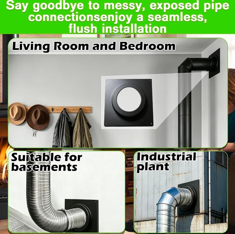46DVA-DC 4 x 6-5/8 Vent Pipe Trim Cover for Stove Fireplace - Horizon Endless