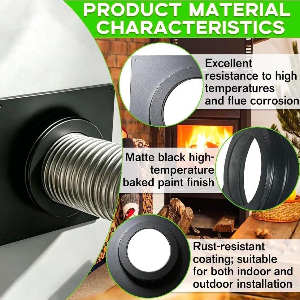 46DVA-DC 4 x 6-5/8 Vent Pipe Trim Cover for Stove Fireplace - Horizon Endless