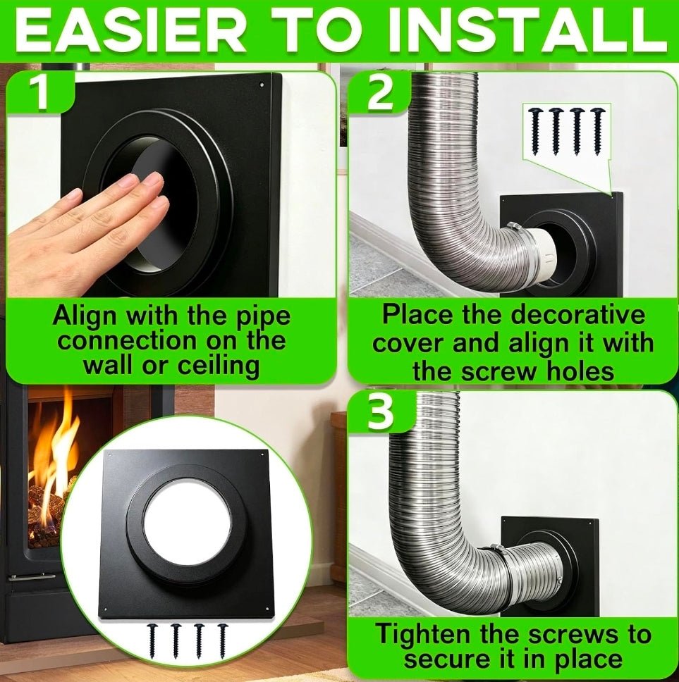 46DVA-DC 4 x 6-5/8 Vent Pipe Trim Cover for Stove Fireplace - Horizon Endless